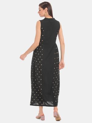 mandarin neck printed a-line dress - 17580627 - Standard Image - 3
