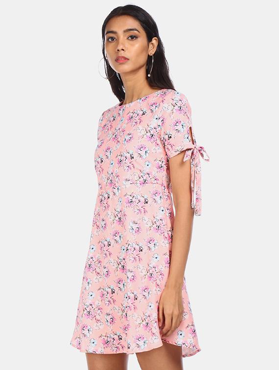 peach polyester aline dress - 17580656 - Zoom Image - 2