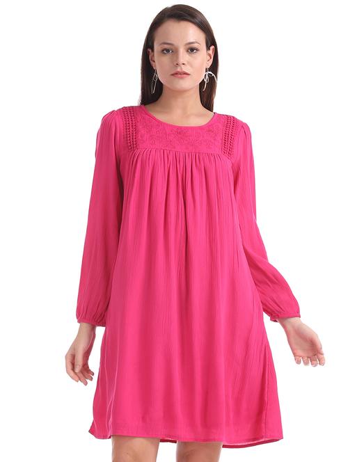 long sleeved solid shift dress - 17580672 - Standard Image - 1