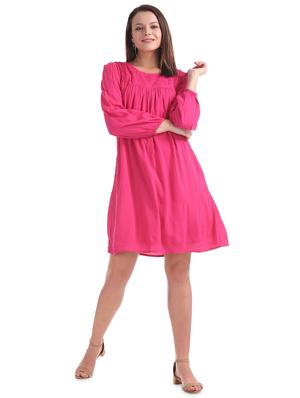 long sleeved solid shift dress - 17580672 - Standard Image - 4