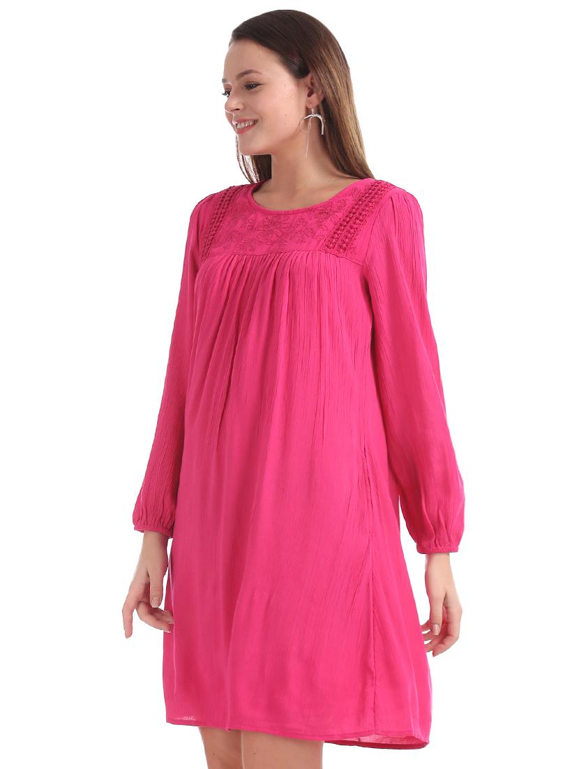 long sleeved solid shift dress - 17580672 - Zoom Image - 2