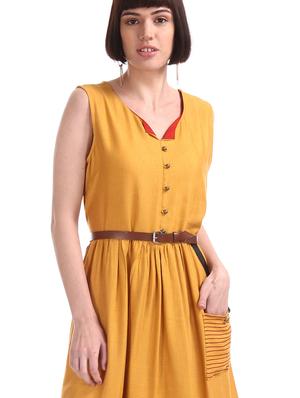 notch neck belted maxi dress - 17580744 - Standard Image - 4