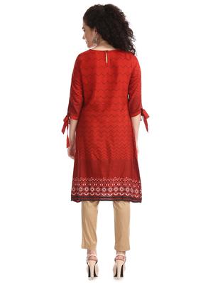 chevron straight kurta - 17580775 - Standard Image - 3