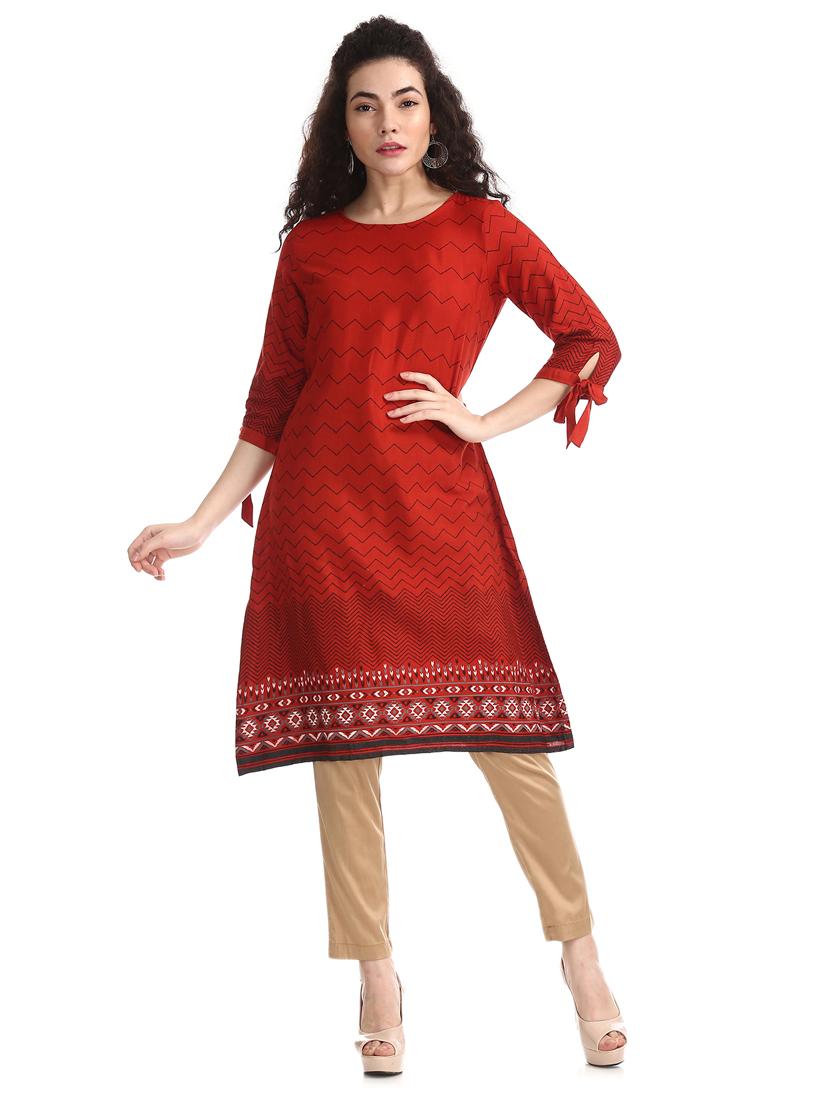 chevron straight kurta - 17580775 - Zoom Image - 1