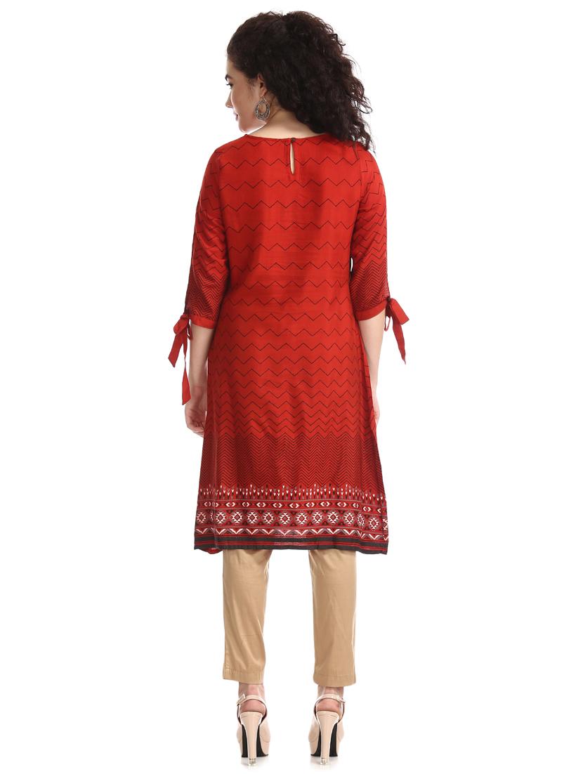 chevron straight kurta - 17580775 - Zoom Image - 3