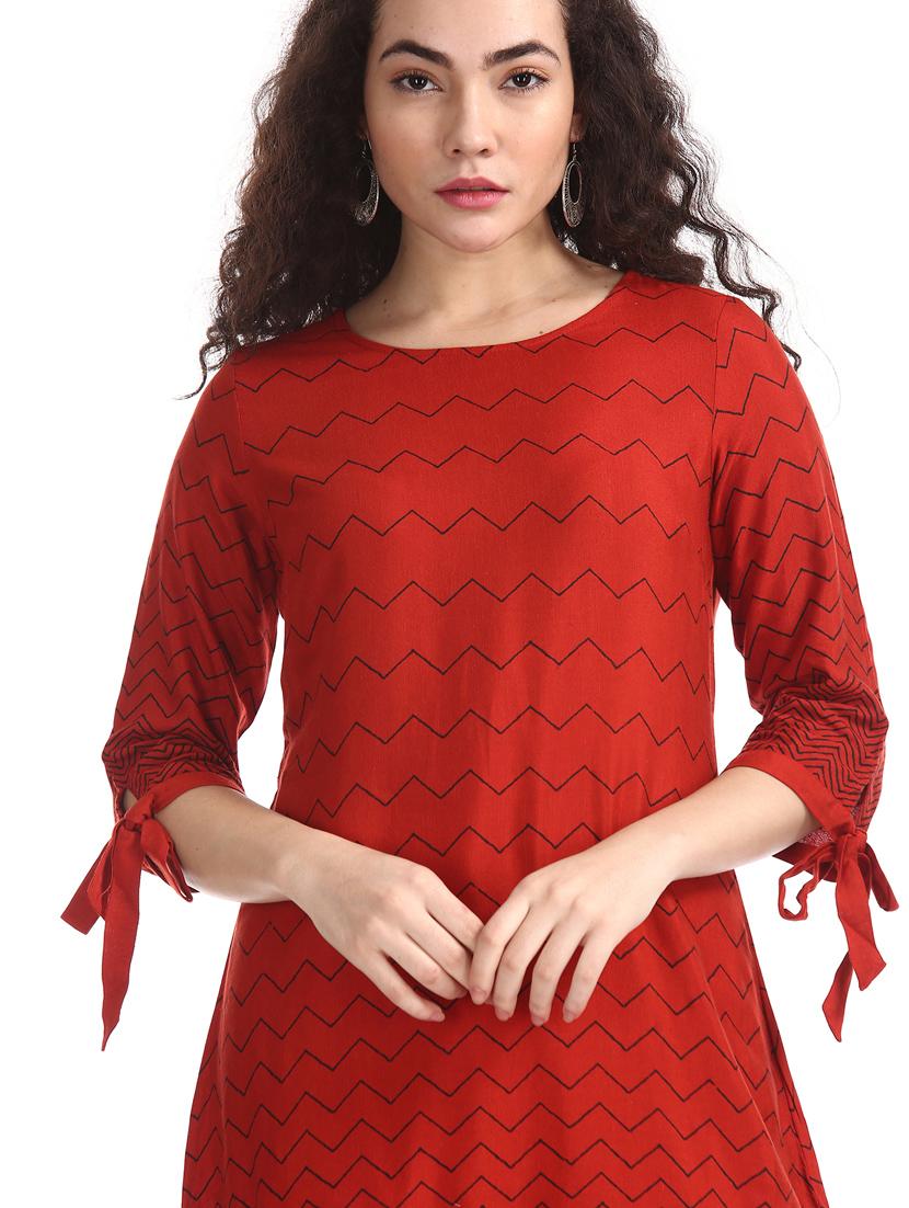 chevron straight kurta - 17580775 - Zoom Image - 4