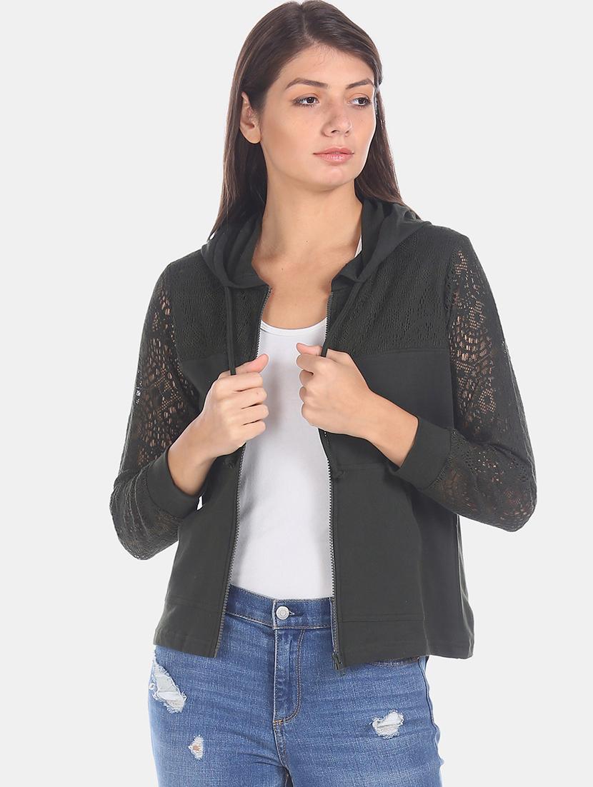 green polyester regular sweatshirt - 17580931 - Zoom Image - 1