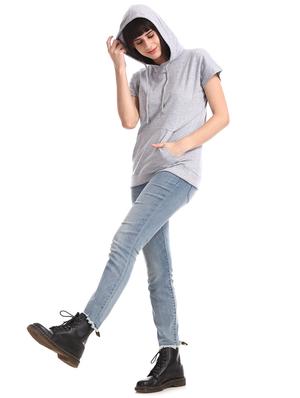 hooded neck solid sweatshirt - 17580989 - Standard Image - 4
