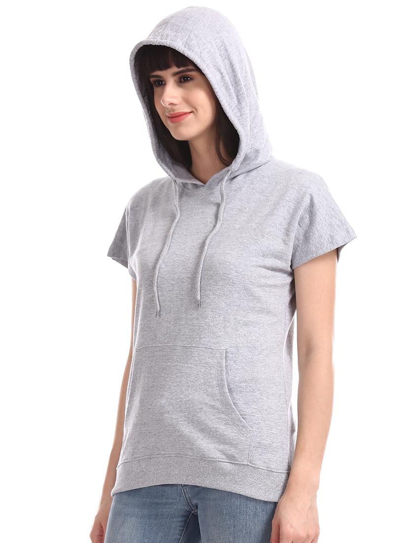 hooded neck solid sweatshirt - 17580989 - Zoom Image - 2