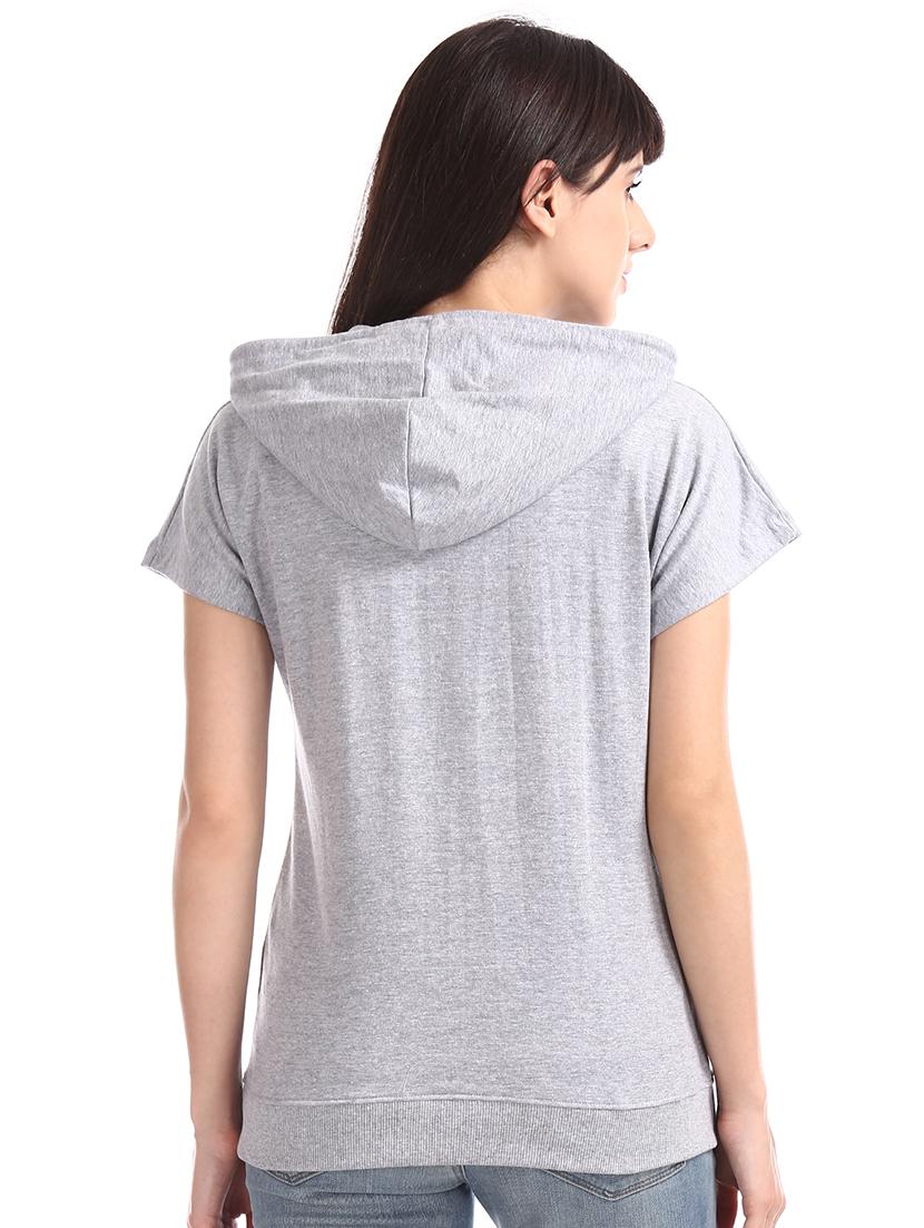 hooded neck solid sweatshirt - 17580989 - Zoom Image - 3
