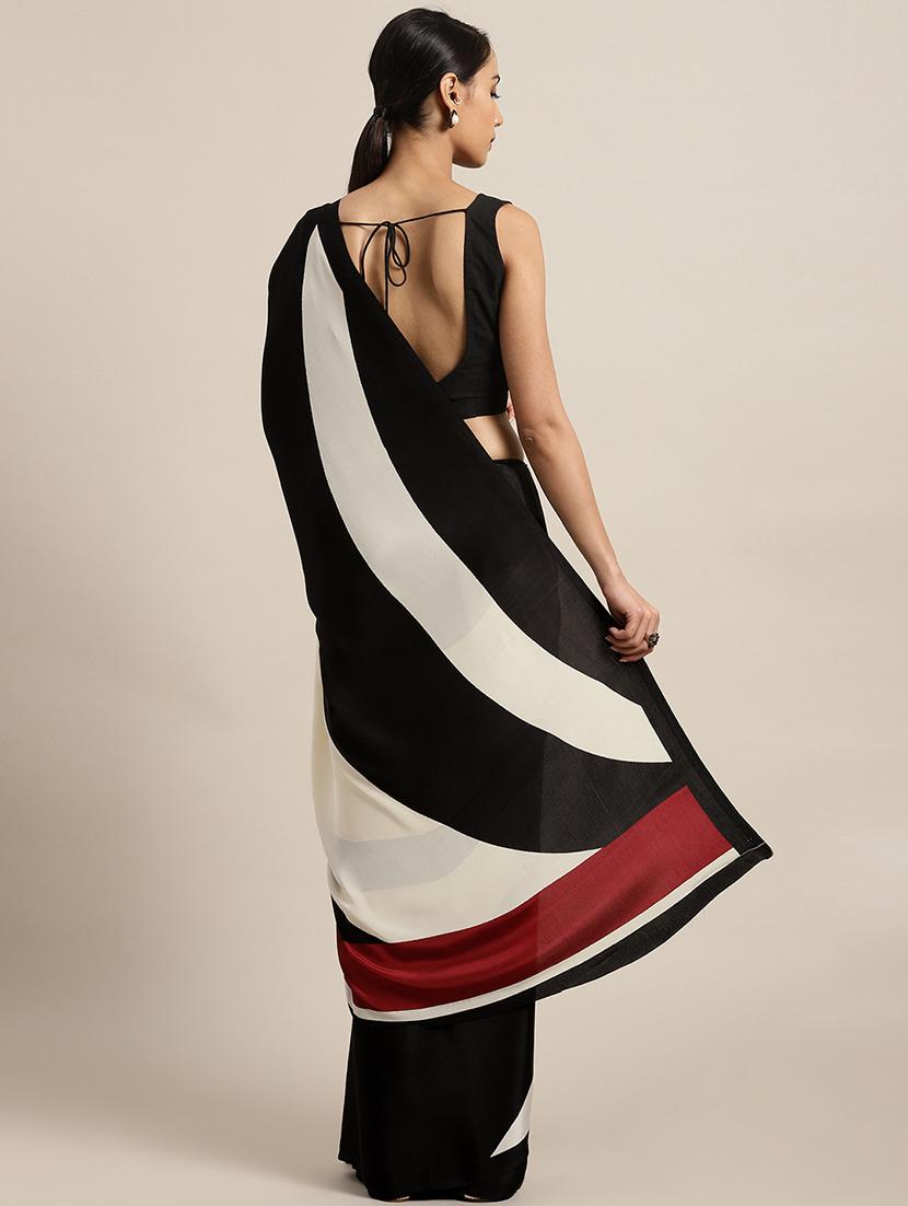 stripe printed saree with blouse - 17581078 - Zoom Image - 2