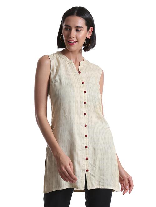 mandarin neck striped tunic - 17581163 - Standard Image - 1