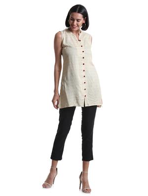 mandarin neck striped tunic - 17581163 - Standard Image - 4