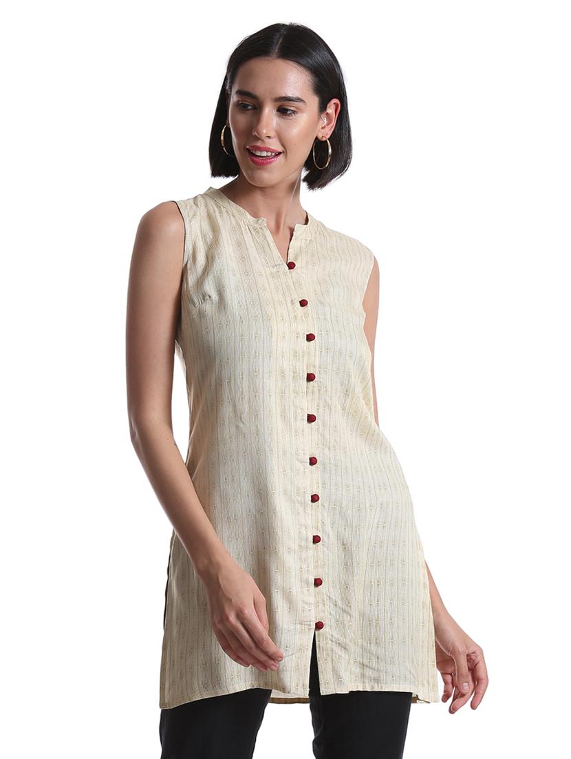 mandarin neck striped tunic - 17581163 - Zoom Image - 1