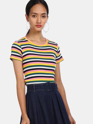round neck striped tee - 17581265 - Standard Image - 5