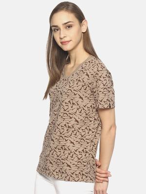 beige cotton regular tee - 17581296 - Standard Image - 2