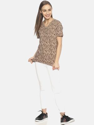 beige cotton regular tee - 17581296 - Standard Image - 4
