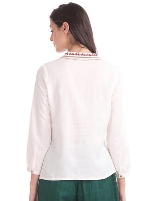 tie up neck embroidered detail top - 17581550 - Standard Image - 3