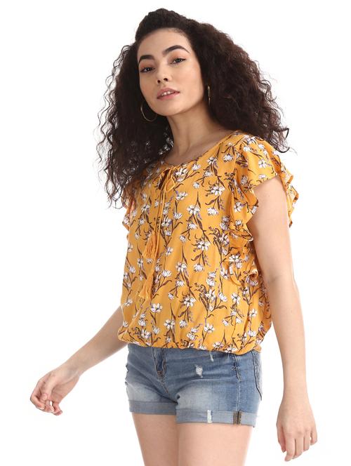 tie up neck floral top - 17581664 - Standard Image - 1