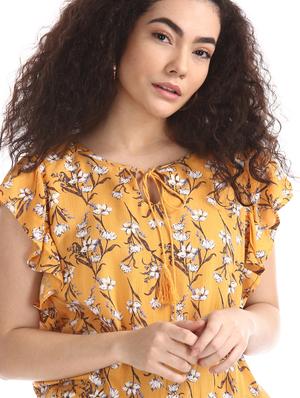 tie up neck floral top - 17581664 - Standard Image - 5