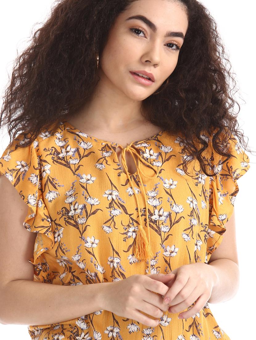 tie up neck floral top - 17581664 - Zoom Image - 5