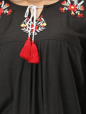 tie up neck embroidered detail top - 17582170 - Standard Image - 5
