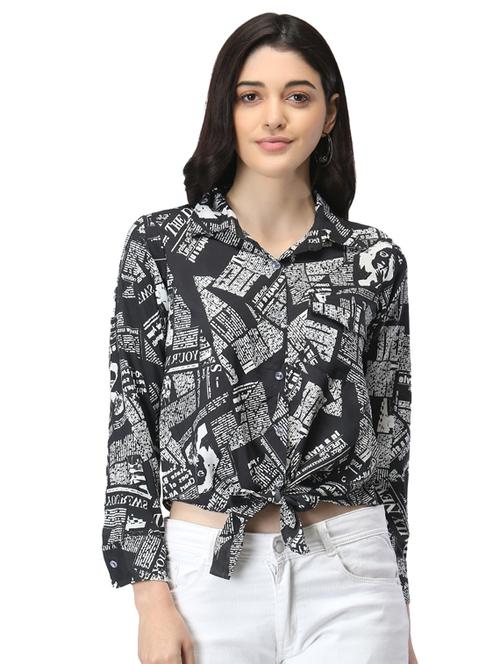 tie front graphic top - 17582176 - Standard Image - 1