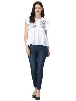 embroidered detail peplum top - 17582188 - Standard Image - 4