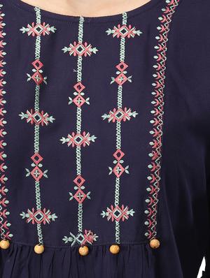 round neck embroidered top - 17582193 - Standard Image - 5