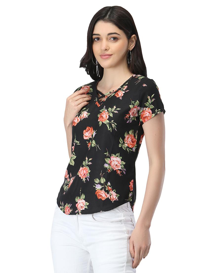 v-neck floral top - 17582202 - Zoom Image - 3
