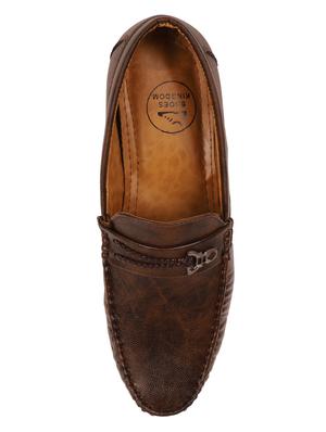 brown synthetic slip on loafers - 17582565 - Standard Image - 4
