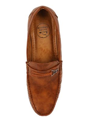 tan synthetic slip on loafers - 17582566 - Standard Image - 4