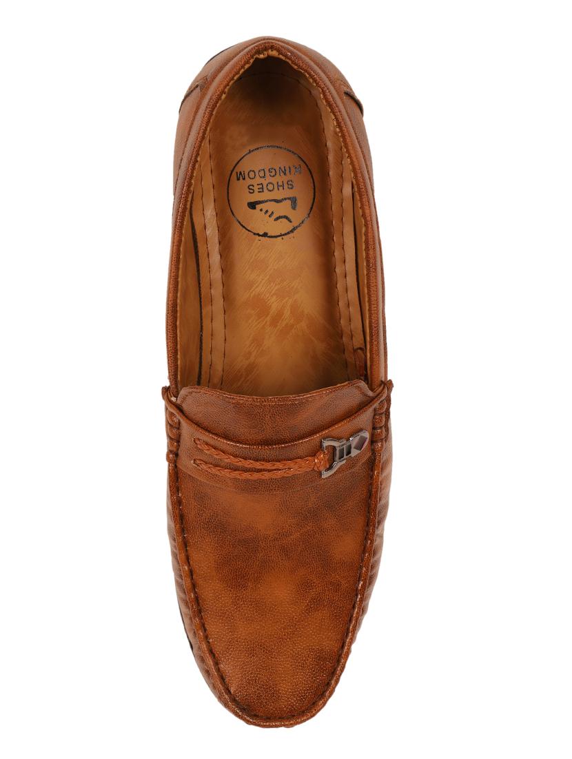 tan synthetic slip on loafers - 17582566 - Zoom Image - 4