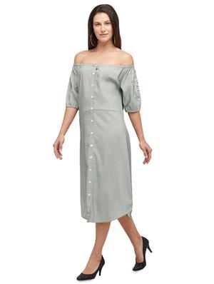 off shoulder midi dress - 17582590 - Standard Image - 2