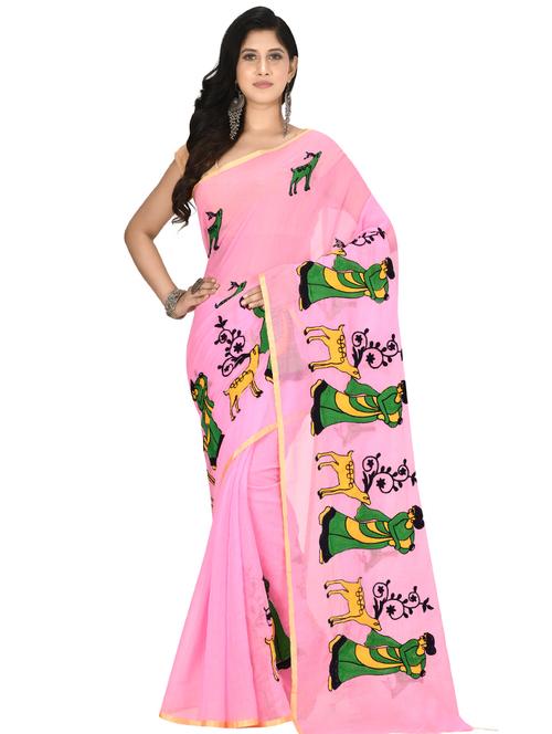 self design tant saree with blouse - 17582818 - Standard Image - 1