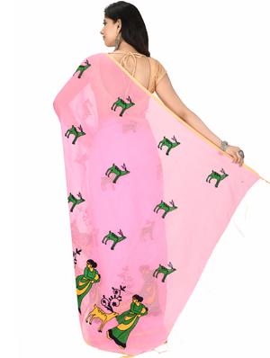 self design tant saree with blouse - 17582818 - Standard Image - 2