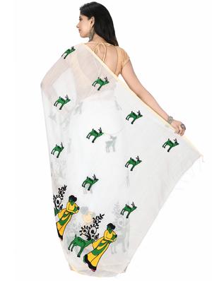 self design tant saree with blouse - 17582819 - Standard Image - 2