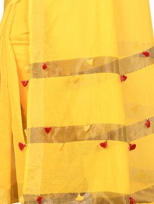 solid tant saree with blouse - 17582835 - Standard Image - 3