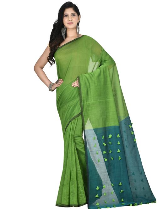 solid tant saree with blouse - 17582864 - Standard Image - 1