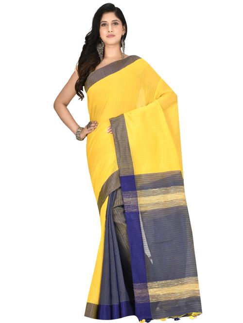 striped tant saree with blouse - 17582865 - Standard Image - 1