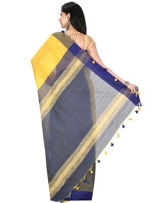 striped tant saree with blouse - 17582865 - Standard Image - 2
