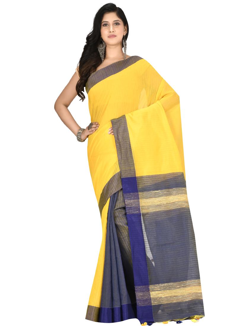 striped tant saree with blouse - 17582865 - Zoom Image - 1
