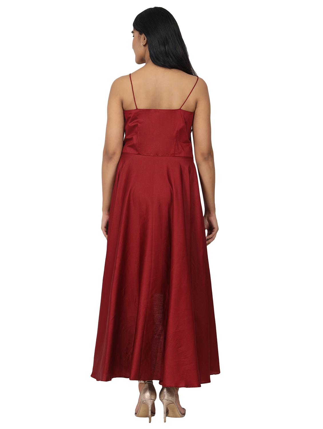 red rayon fit & flare dress - 17582977 - Zoom Image - 2