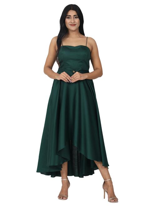bottle green fit & flare dress - 17582980 - Standard Image - 1