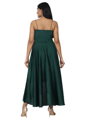 bottle green fit & flare dress - 17582980 - Standard Image - 4