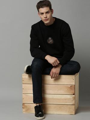 black solid sweatshirt - 17583005 - Standard Image - 4