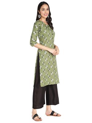 mustard rayon straight kurta - 17583151 - Standard Image - 2