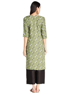 mustard rayon straight kurta - 17583151 - Standard Image - 3
