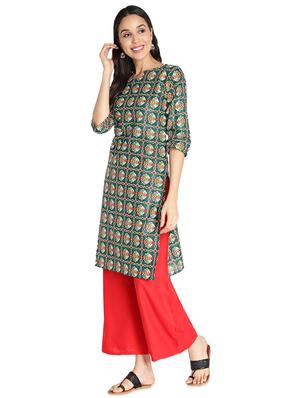 printed straight kurta - 17583155 - Standard Image - 2