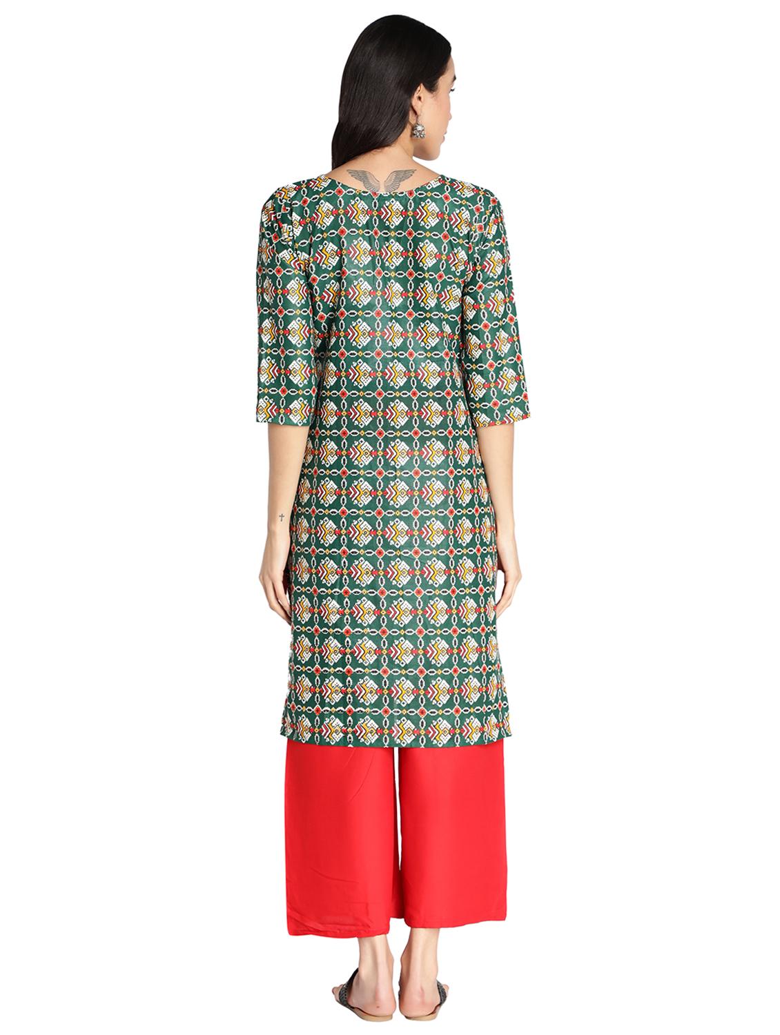 printed straight kurta - 17583155 - Zoom Image - 3
